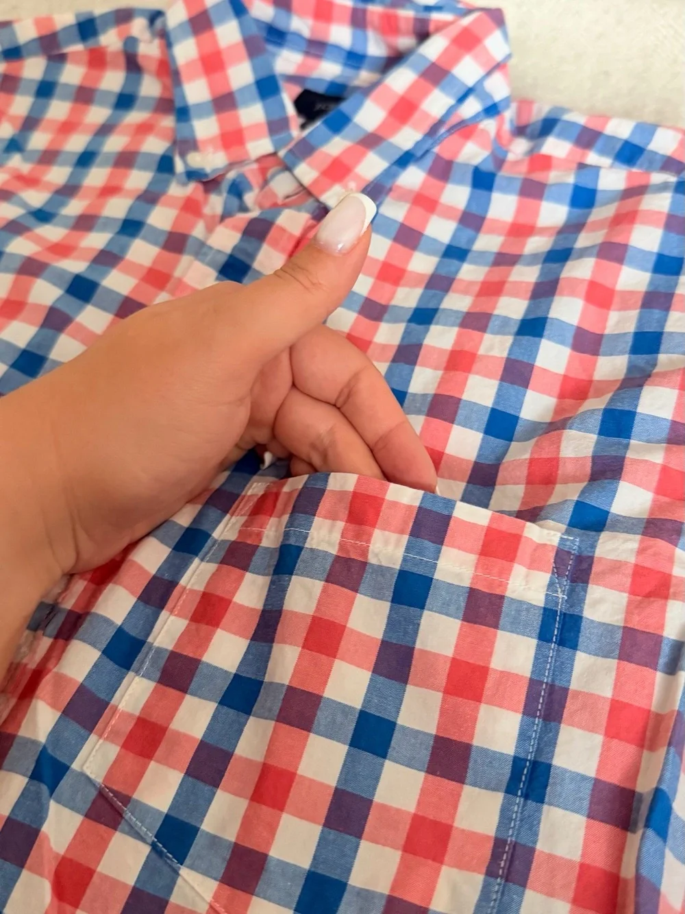 J. Crew Men's Long Sleeve Pink Blue Check Button Down Casual Shirt Size Small